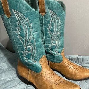 Coconuts by Matisse Teal and Tan Western Boots